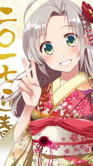 秀色可餐的动漫和服美少女手机壁纸