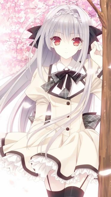 面带微笑的二次元美少女手机壁纸