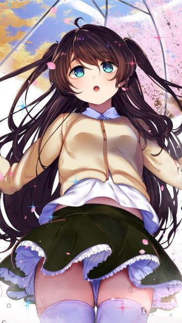 樱花树下的那可爱的少女手机壁纸