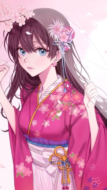 樱花树下的那可爱的少女手机壁纸