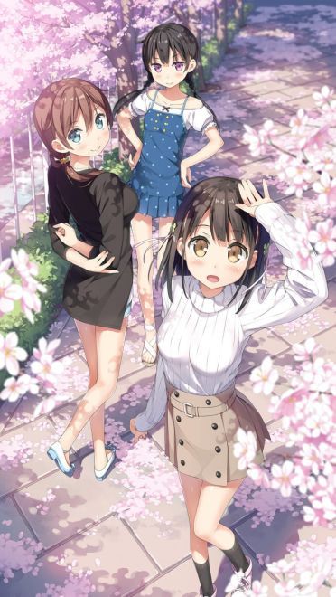 樱花树下的那可爱的少女手机壁纸