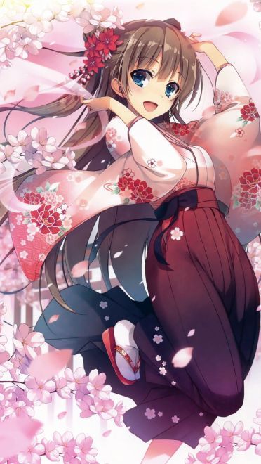 樱花树下的那可爱的少女手机壁纸