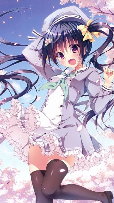 樱花树下的那可爱的少女手机壁纸