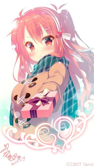 动漫少女送你爱心巧克力你接受吗？情人节限定壁纸(1)