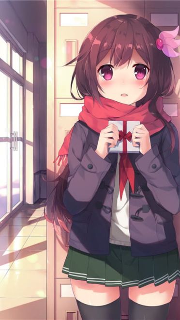 动漫少女送你爱心巧克力你接受吗？情人节限定壁纸(1)