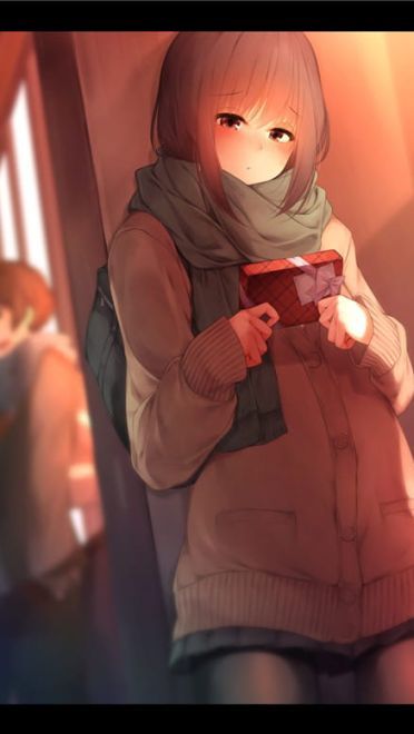 动漫少女送你爱心巧克力你接受吗？情人节限定壁纸(1)