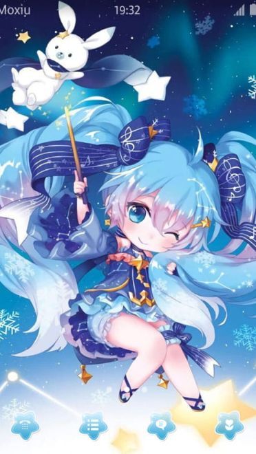 星の雪初音 Q版安卓手机主题下载