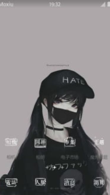 日系黑白色系少女安卓手机主题下载