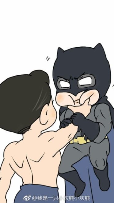 正义联盟电影 超人捏蝙蝠侠脸表情包