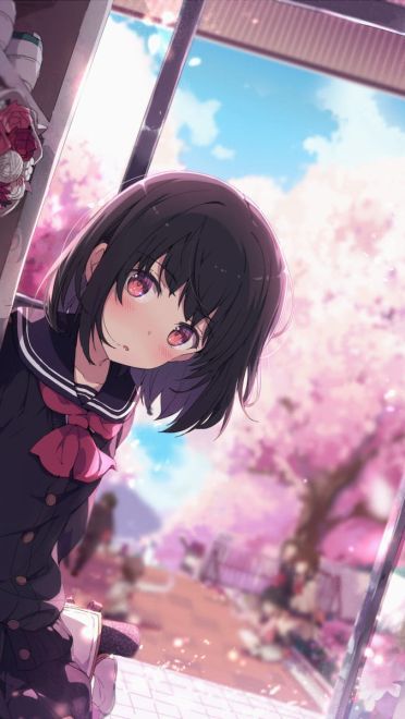 是不见方三日 世上满樱花 少女与樱花动漫手机壁纸(1)