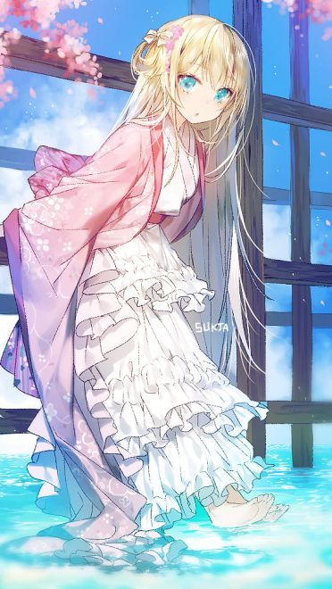 是不见方三日 世上满樱花 少女与樱花动漫手机壁纸(1)