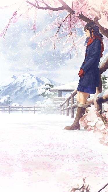 是不见方三日 世上满樱花 少女与樱花动漫手机壁纸(1)