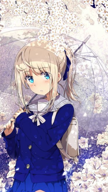 是不见方三日 世上满樱花 少女与樱花动漫手机壁纸(1)