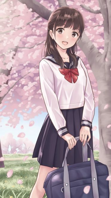 是不见方三日 世上满樱花 少女与樱花动漫手机壁纸(1)