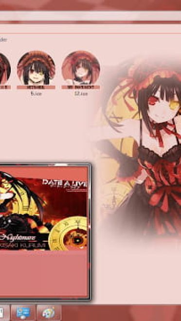 Windows7 萌化电脑主题 约会大作战 时崎狂三