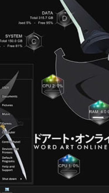 Windows7 萌化电脑主题 刀剑神域 桐谷和人