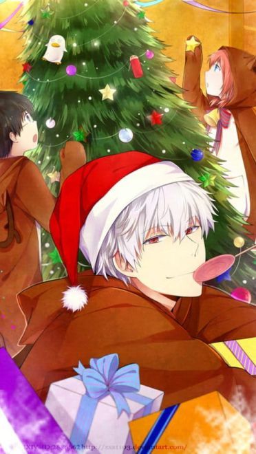 雪橇、驯鹿、红色衣服，是我的三件法宝—银魂圣诞篇手机壁纸(1)