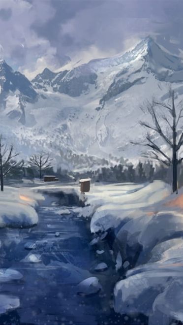 桂密岩花白，梨疏树叶红 冬季电脑壁纸(1)