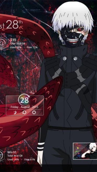 【win10主题】东京搜查官 金木研の舞花 Win10主题