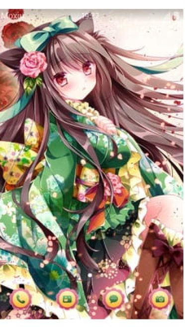 和服少女 手机主题 花萝莉