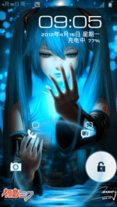 【锁屏】蓝绿色调初音未来MIUI百变锁屏