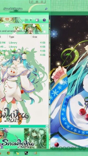 【win7主题】雪初音~snow miku2015~雪莲花裙~