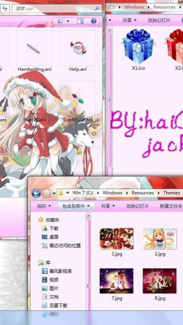 【win7主题】圣诞贺礼！~萌妹纸变身圣诞老人~