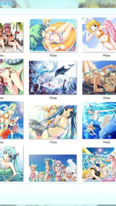 【win7主题】miku！miku！miku最美！翠绿色泳装初音