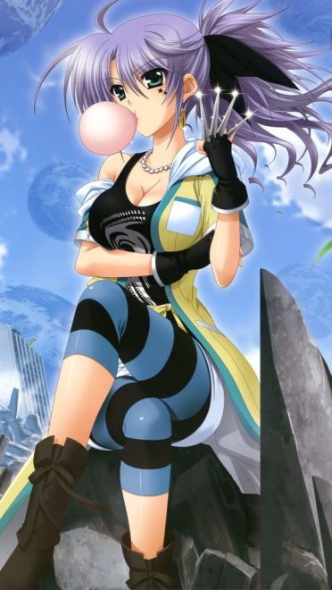 手机壁纸悠闲的泡泡糖妹纸