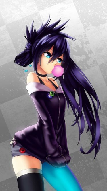 手机壁纸悠闲的泡泡糖妹纸