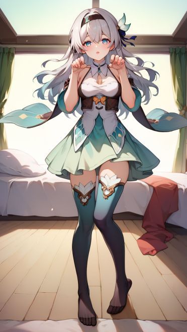 崩坏星穹铁道 流萤手机壁纸 渐变色丝袜黑丝