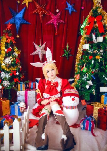 【授权】Vocaloid 镜音双子圣诞装cos