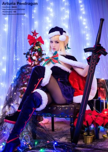 Fate圣诞装黑saber 阿尔托莉雅・潘德拉贡COS