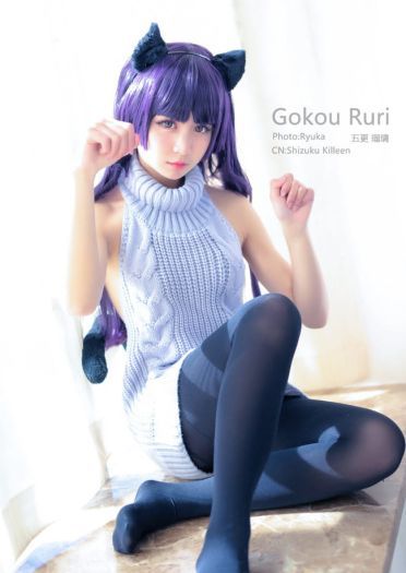 黑猫露背毛衣Ver. 超萌cosplay写真