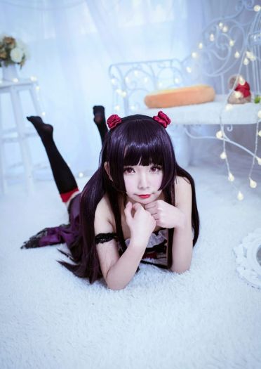 五更琉璃黑猫 日常室内写真cos