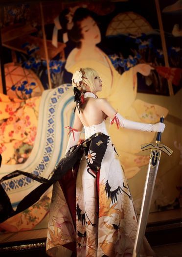 FGO 仙鹤礼装 Saber 阿尔托利亚 COS