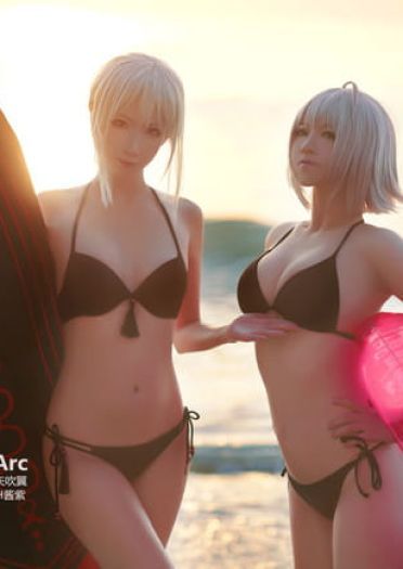 Fate/Grand Order 泳装黑贞德&黑saber cosplay图片