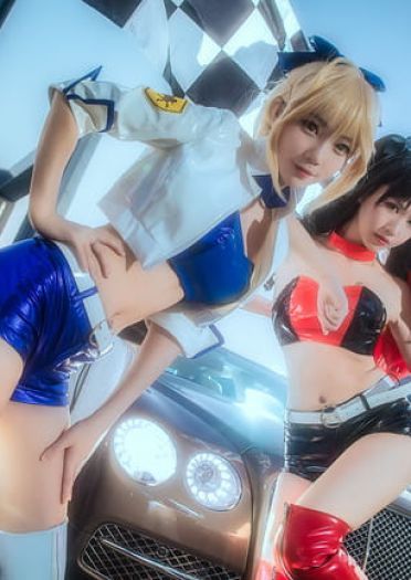 Fate/Grand Order  远坂凛&saber赛车娘cosplay图片