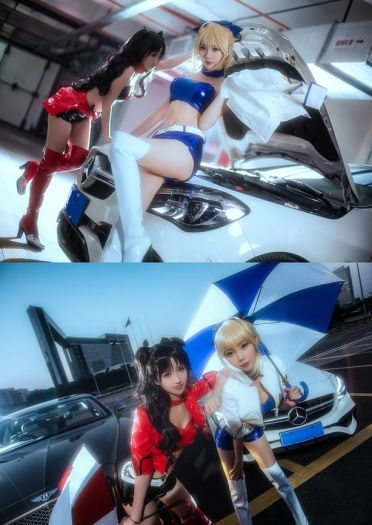 Fate/Grand Order  远坂凛&saber赛车娘cosplay图片