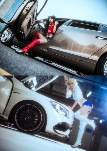 Fate/Grand Order  远坂凛&saber赛车娘cosplay图片
