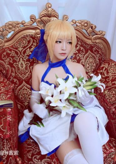 Fate Stay Night Saber蓝百合cosplay图片