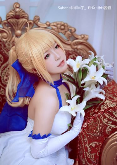 Fate Stay Night Saber蓝百合cosplay图片