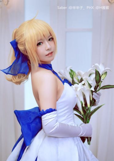 Fate Stay Night Saber蓝百合cosplay图片