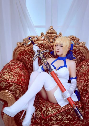 Fate Stay Night Saber蓝百合cosplay图片