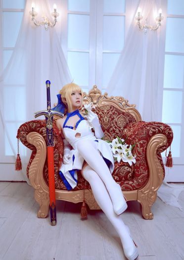 Fate Stay Night Saber蓝百合cosplay图片