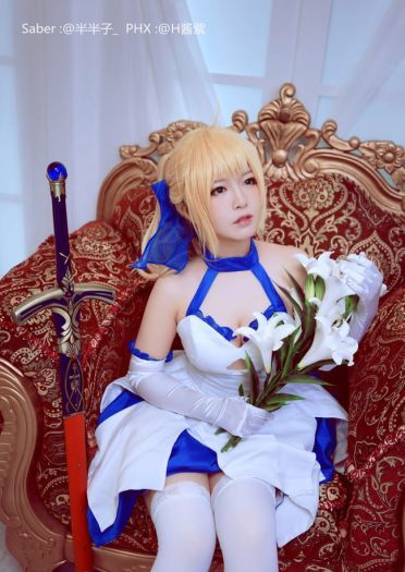 Fate Stay Night Saber蓝百合cosplay图片