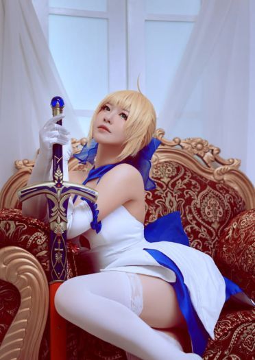 Fate Stay Night Saber蓝百合cosplay图片