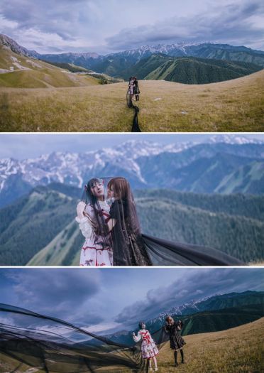 lolita 黑与白 光明与黑暗 cosplay