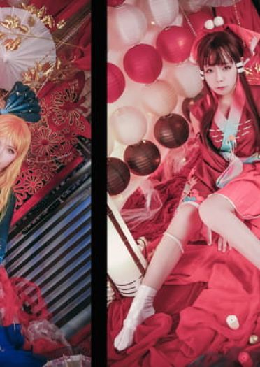 东方Project 中秋贺图 灵梦 魔理沙 cosplay