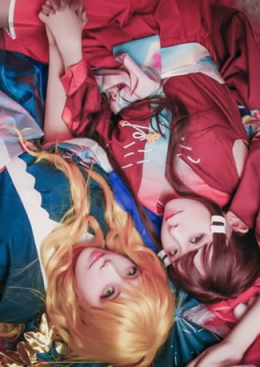 东方Project 中秋贺图 灵梦 魔理沙 cosplay